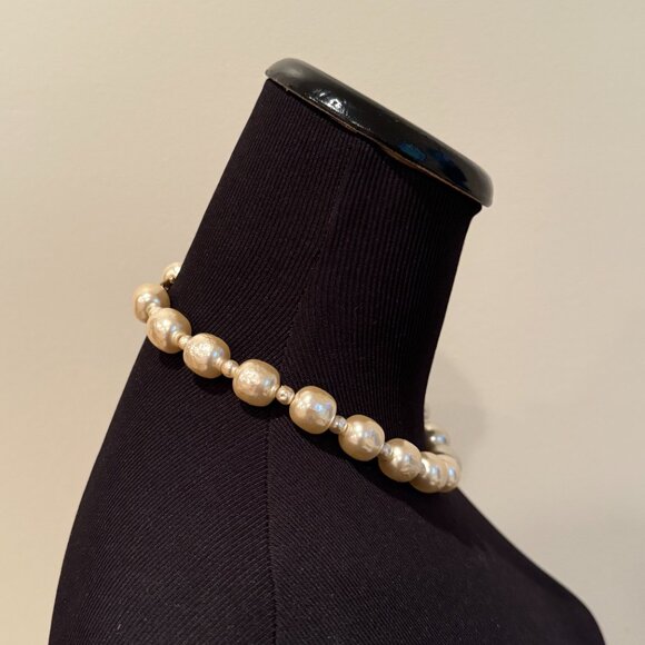 Miriam Haskell Ivory Pearl Necklace 16 inch - Picture 3 of 6